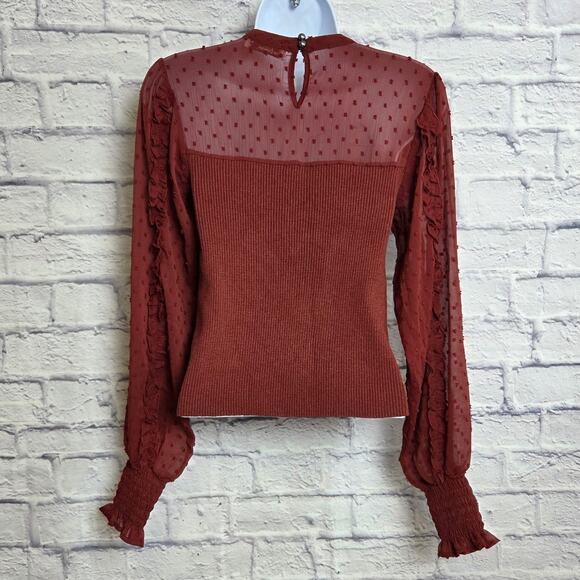 🌼Sam Edelman Womens Size XS Sweater Top Sheer Sleeves (size tag missing) 🌼 - Picture 3 of 14